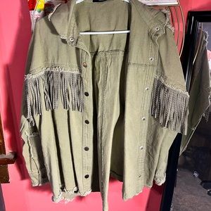 OliveGreen jacket with tassels: Small, Blue B collection bought from botique